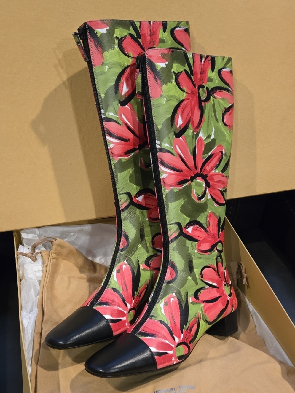 Michael kors Collection Anita runway printed leather tall boots